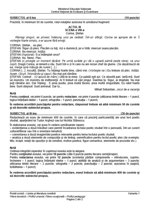 BAC 2018 sesiunea de toamnă. Rezolvarea subiectelor limba română, de la EDU.RO