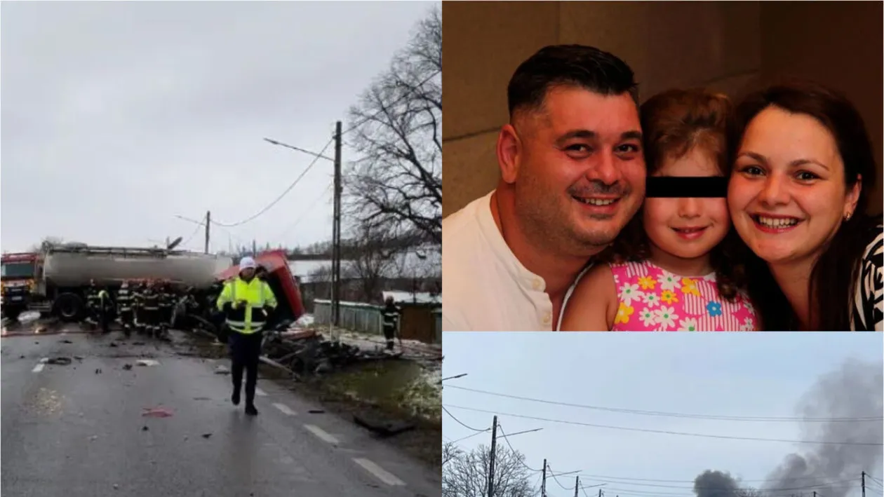 Filmul tragediei de pe E85. Constantin, Teodora și Sofia n-au mai avut nicio șansă, după ce mașina lor a ars ca o torță