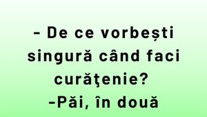 BANC | "De ce vorbești singură când faci curățenie?"