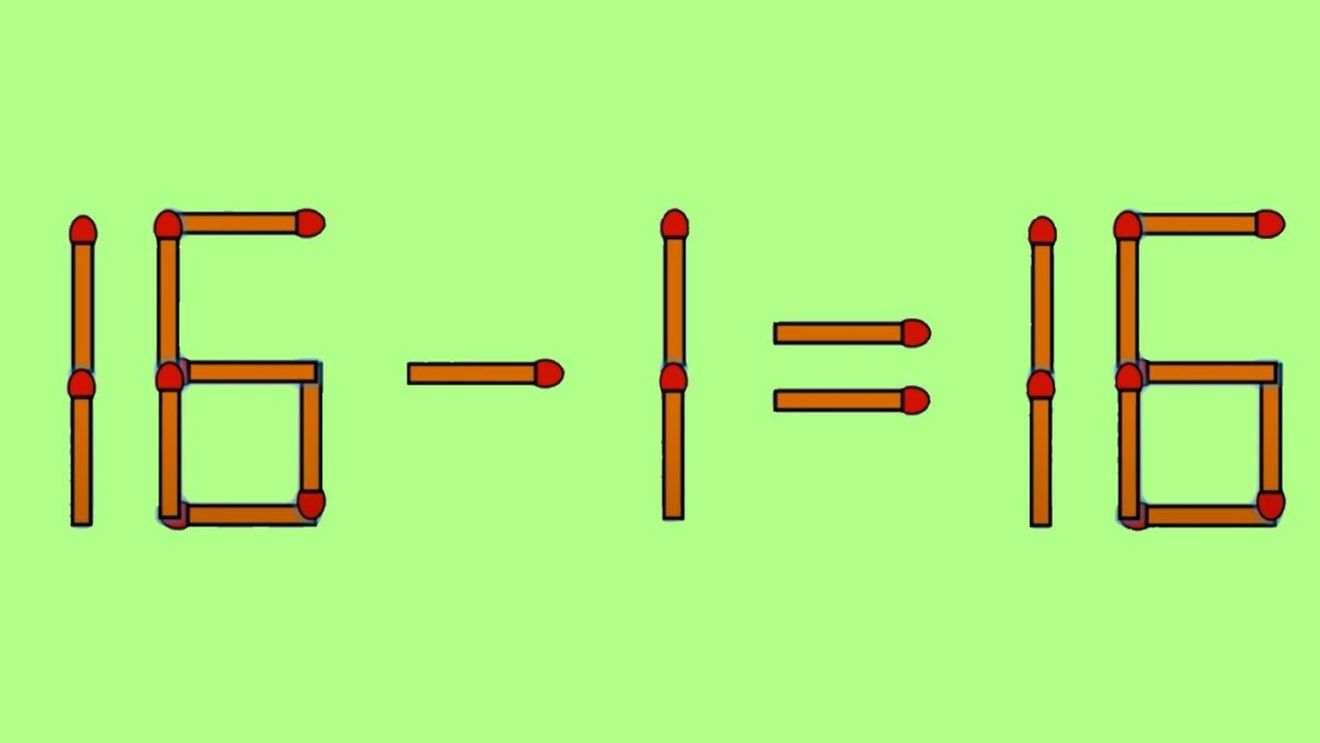Test IQ exclusiv pentru genii | Corectați 16 - 1 = 16, mutând un singur chibrit