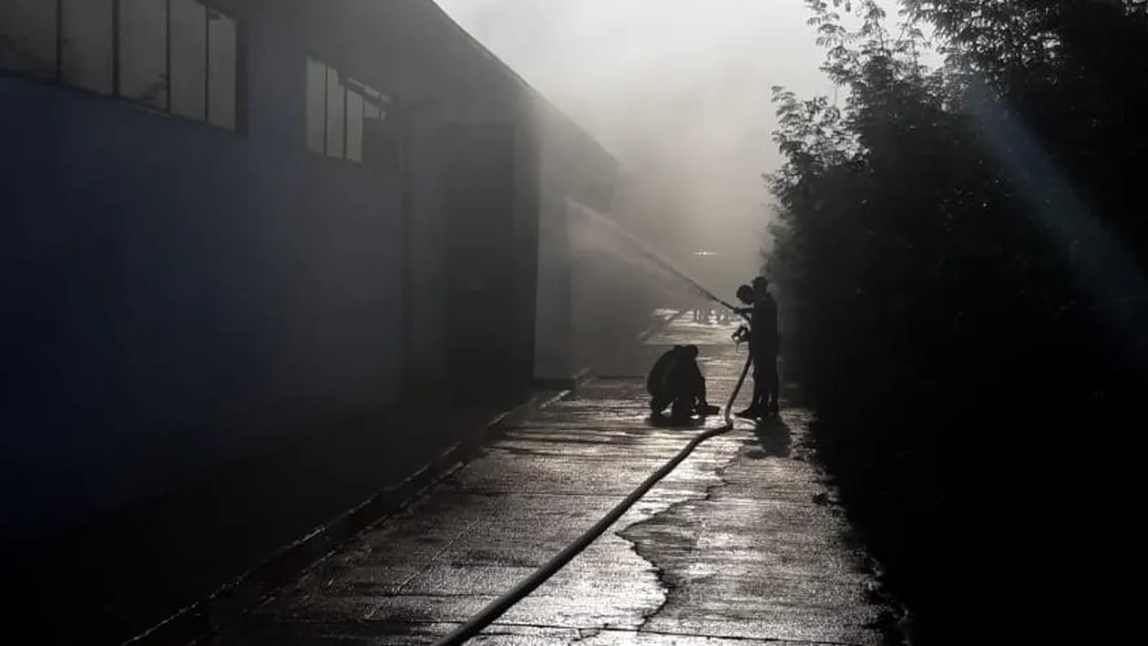 Incendiu violent la un depozit de materiale chimice în Dâmbovița. 10 autospeciale au fost mobilizate la față locului