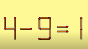 Test IQ cu chibrituri | Mutați un singur băț, pentru a corecta 4 - 9 = 1