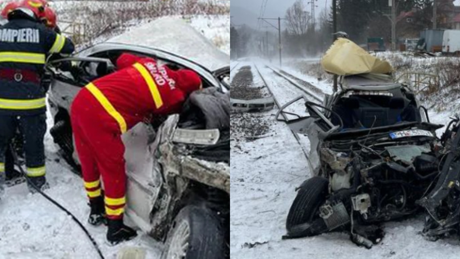 În ce stare se află pasagerii mașinii lovite de două trenuri, la Bușteni. Sunt trei răniți, printre care și un copil de 12 ani