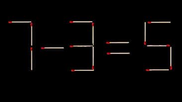 TEST IQ | Mutați un singur chibrit pentru a corecta 7 - 3 = 5