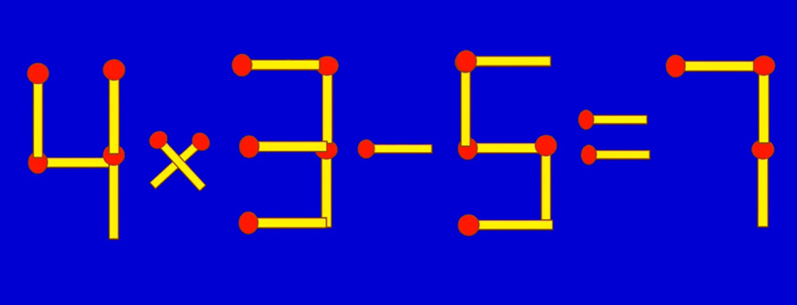 Test IQ cu chibrituri | Corectați 4 x 3 + 5 = 1, mutând un singur băț