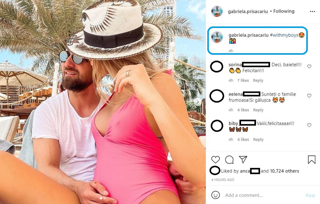 Gabriela Prisăcariu a anunțat sexul bebelușului pe care îl are cu Dani Oțil. Sexy graviduța s-a fotografiat în costum de baie în vacanța din Dubai