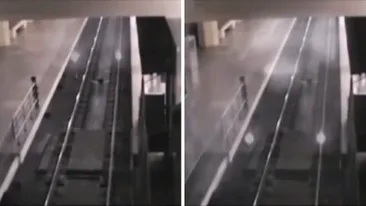 Trenul-fantoma a ingrozit locuitorii din oras! Imaginile astea VIDEO iti vor da fiori. Gareaza la peron si apoi…