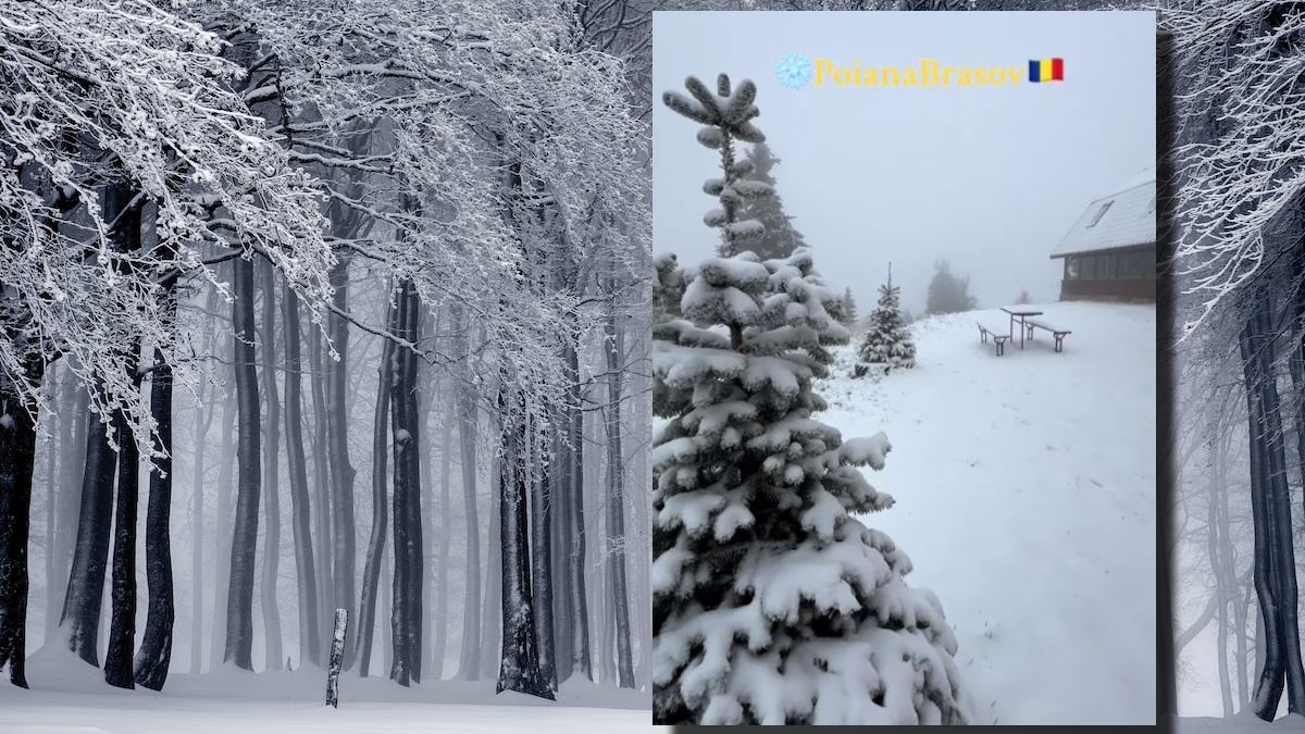Imagini cu prima zăpadă din România. Cum arată Poiana Brașov cu 30 de zile înainte de Crăciun