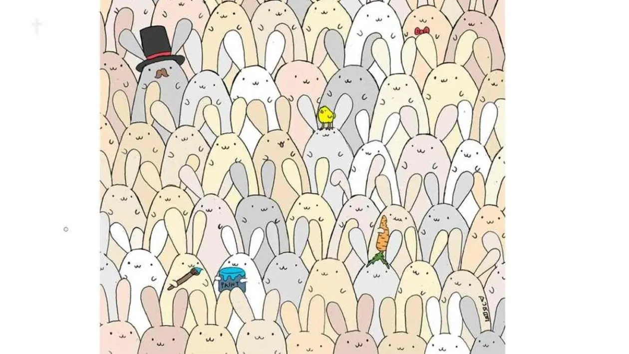 Test de logică | Doar 2 dintre 100 de oameni pot vedea oul de Paște ascuns printre iepurașii din imagine
