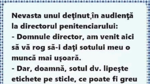 BANCUL ZILEI | Nevasta unui deținut, în audiență la directorul penitenciarului