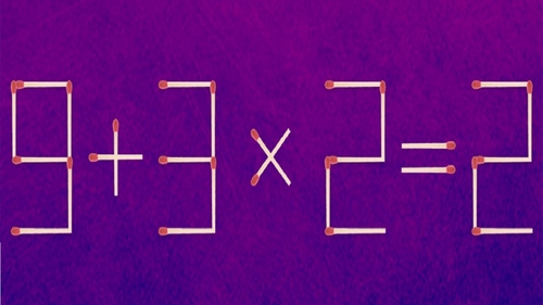 TEST IQ | 9 + 3 x 2 = 2 este greșit. Corectați egalitatea, mutând un singur chibrit