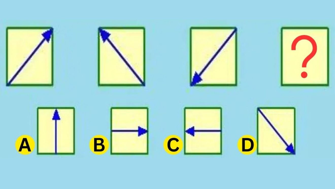 Test IQ exclusiv pentru genii | Care săgeată completează seria: A, B, C sau D?