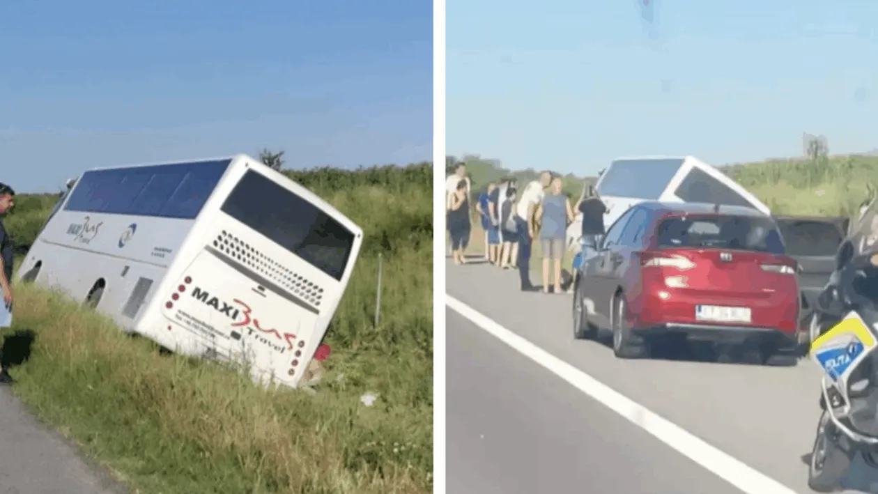 BREAKING | Un autocar s-a răsturnat pe Autostrada A2. A fost activat Planul Roșu de Intervenție