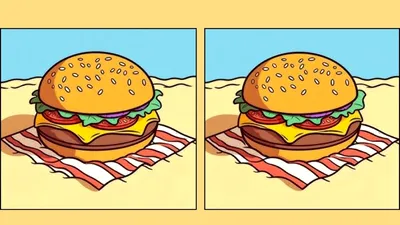 TEST IQ | Ești mai inteligent decât un computer? Găsește cele 3 greșeli dintre burger-ul din stânga și cel din dreapta, în maximum 45 de secunde