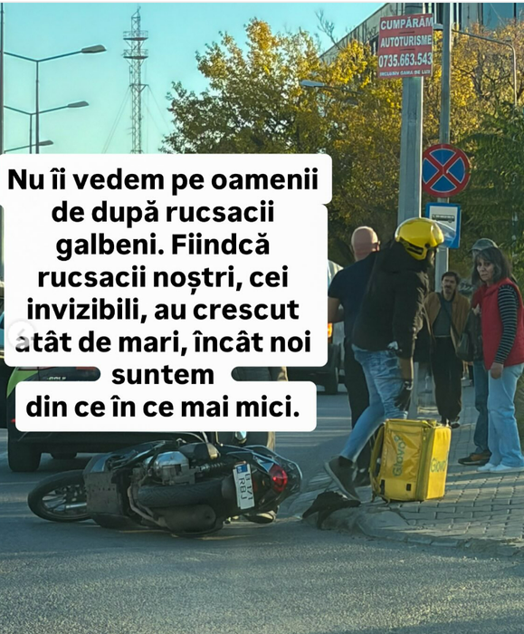 Un alt livrator străin a fost accidentat în trafic, în București. Mihai Morar a relatat întâmplarea: „Nu au niciun drept”