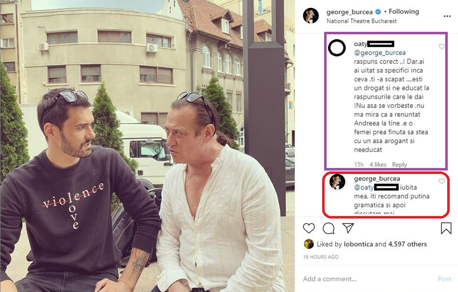 George Burcea, un nou mesaj acid în legătură cu relația fostei soții, Andreea Bălan, alături de Tiberiu Argint: “Eu, prost…”