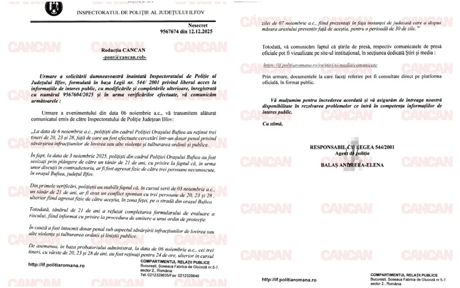 Răspuns IPJ Ilfov pentru CANCAN.RO