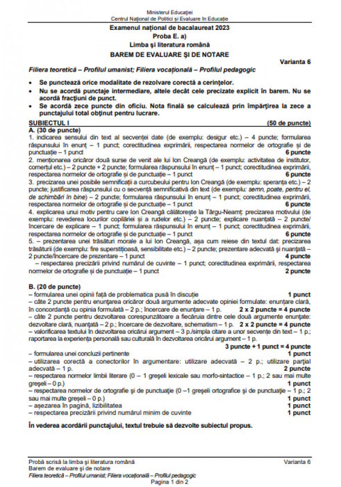 Subiectele și baremele de corectare au fost publicate de Ministerul Educației / foto: Edu.ro