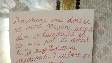 Scrisoarea tulburătoare a micuței Anastasia din Suceava pentru Dumnezeu: Doamne, nu mai pot. Te rog să…