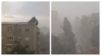 Vremea extremă a lovit mai multe orașe din România. Vijeliile au smuls acoperișuri și au inundat străzile