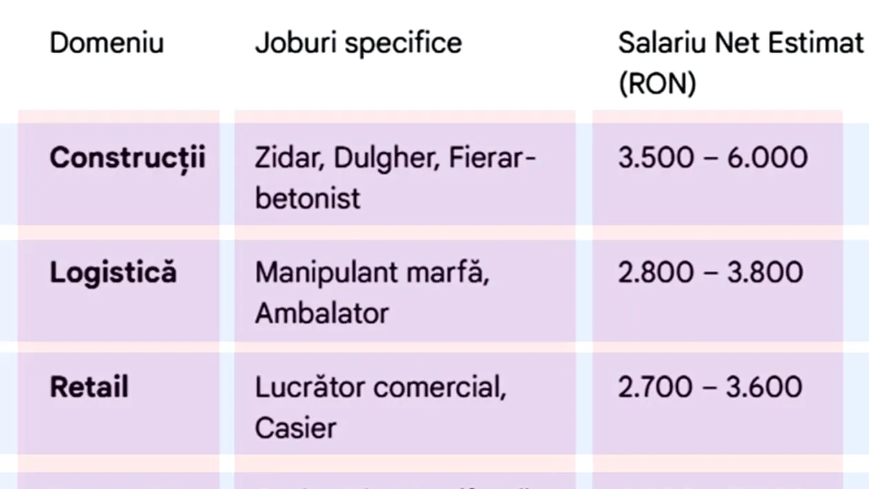 Ce job-uri poți avea în România fără 12 clase terminate. Ce salarii primești pentru ele, în 2026