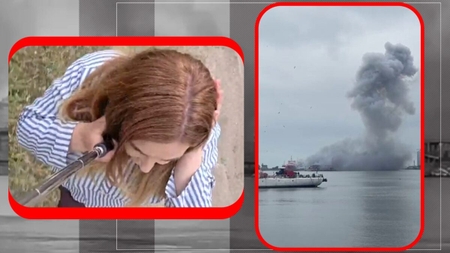 Momentul în care drona marină a explodat în Portul Constanța, surprins în direct | VIDEO