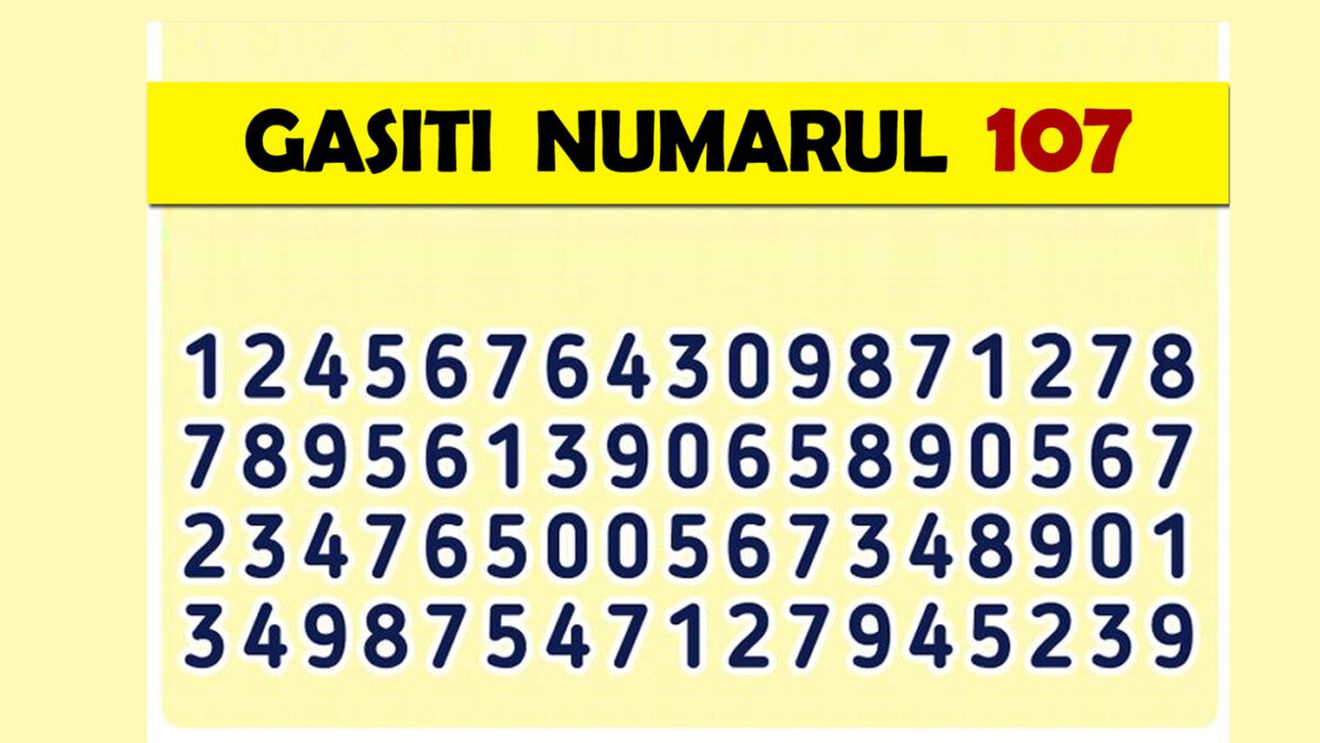 Test de inteligență | Găsiți numărul 107 în această imagine!