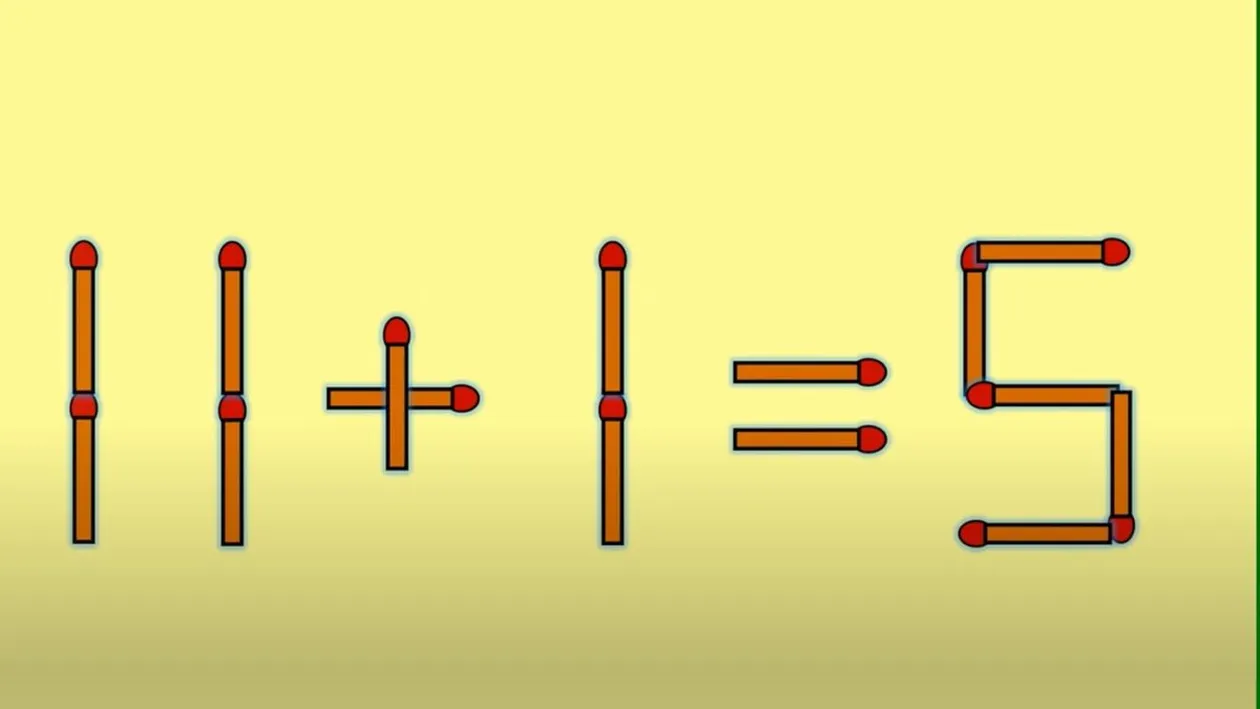 Test de inteligență | Mutați un singur chibrit pentru a corecta 11 + 1 = 5