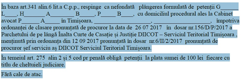 Instanţa a respins plângerea celor trei, dar procesul va continua cu siguranţă