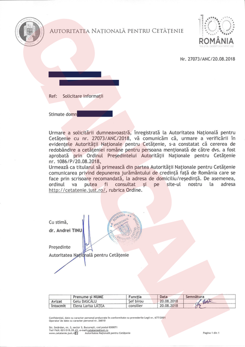 Avem documentul oficial care atestă că Virgiliu Postolachi a primit cetățenia română