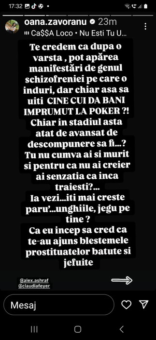 Oana Zărvoranu, replica pentru Alex Bodi