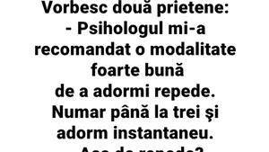BANC | Vorbesc două prietene: "Psihologul mi-a recomandat o modalitate foarte bună de a adormi repede"