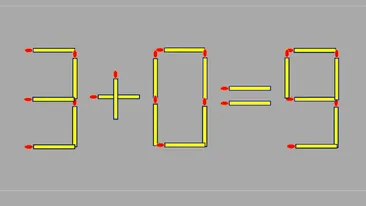 Test de logică pentru genii | Mută un singur chibrit, pentru a corecta 3+0=9