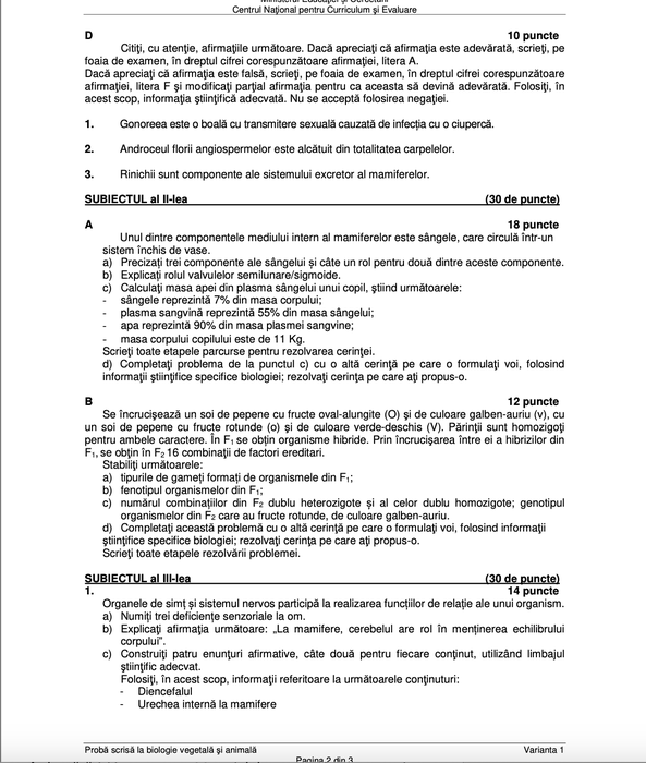 Bacalaureat 2025 | Subiectele de la chimie, biologie și anatomie, de la BAC 2025