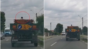 Imaginile zilei | La plimbare cu băncuța prin Găești. Ce a surprins un șofer în trafic, în județul Dâmbovița