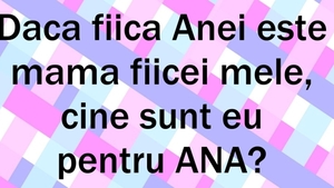 "Fiica Anei e mama fiicei mele. Cine sunt eu față de Ana?!" 99% dintre români greșesc răspunsul