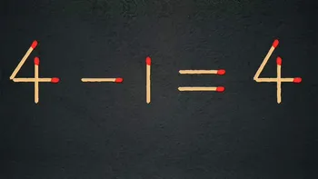 Test IQ exclusiv pentru genii | 4-1=4 este greșit. Pentru a corecta egalitatea, mutați un singur chibrit