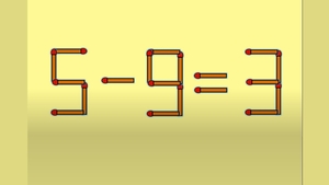 TEST IQ | Mutați un singur chibrit, pentru a transforma 5-9=3 într-o egalitate corectă