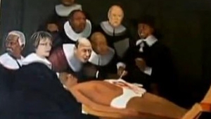Un tablou cu Nelson Mandela pe masa de autopsie a starnit controverse in Africa de Sud