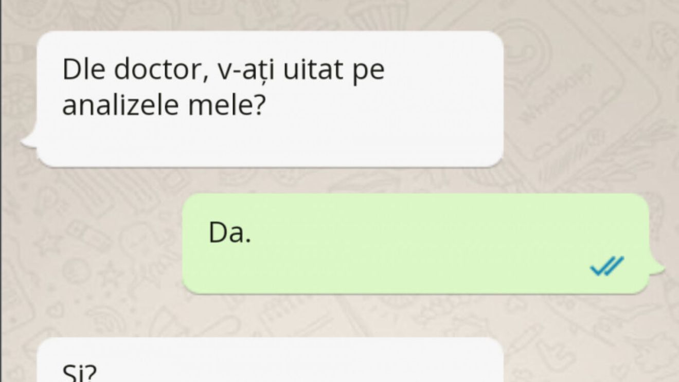 Bancul de joi | ”Domnule doctor, v-ați uitat pe analizele mele?”