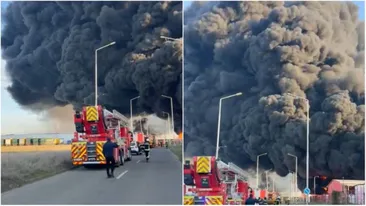 Incendiu puternic în România. O fabrică mare a luat foc înainte de ora 8:00