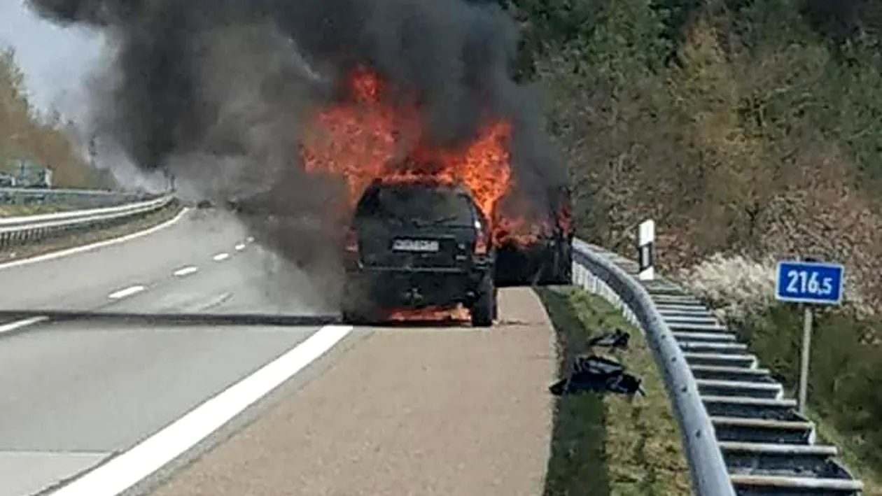 Șofer român de TIR, căutat în toată Germania. Gestul făcut de Robert Marin, după ce Mercedes-ul unei femei a luat foc pe autostrada A62. FOTO