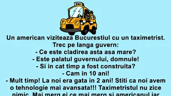 Bancul de weekend | Un american vizitează Bucureștiul cu un taximetrist