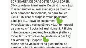 BANC | Scrisoarea de dragoste a unui șofer: "Silvico, volanul inimii mele.."