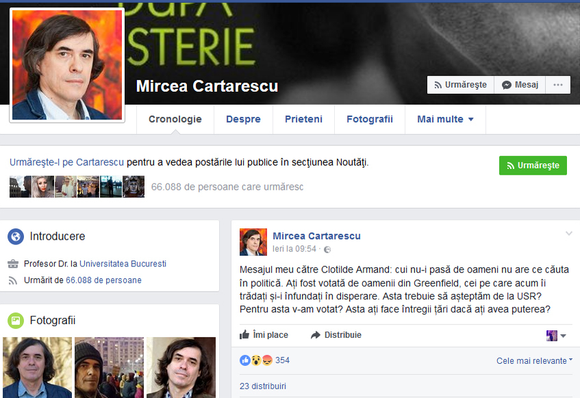 Mircea Cărtărescu, supărat pe Clotilde Armand