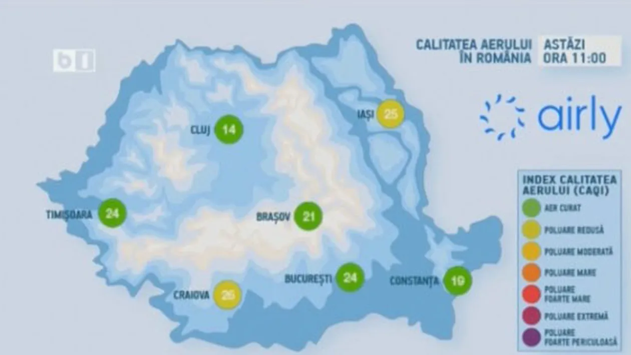 Cât de poluat este aerul în România? B1 TV, o rubrică zilnică despre calitatea aerului din București și din principalele orașe ale țării