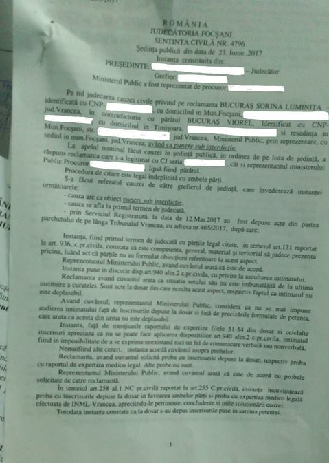Fosta senatoare Sorina Plăcintă, singura care are grijă de soţul ei, aflat într-o stare vegetativă de mai bine de doi ani
