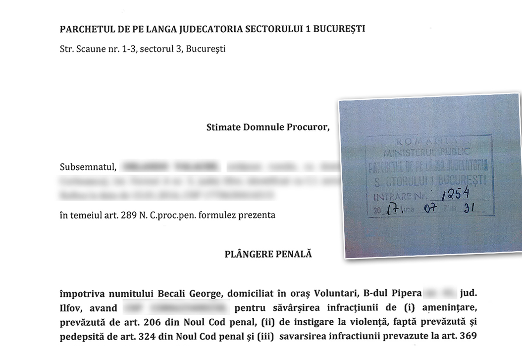 Plângerea a fost depusă la Parchet