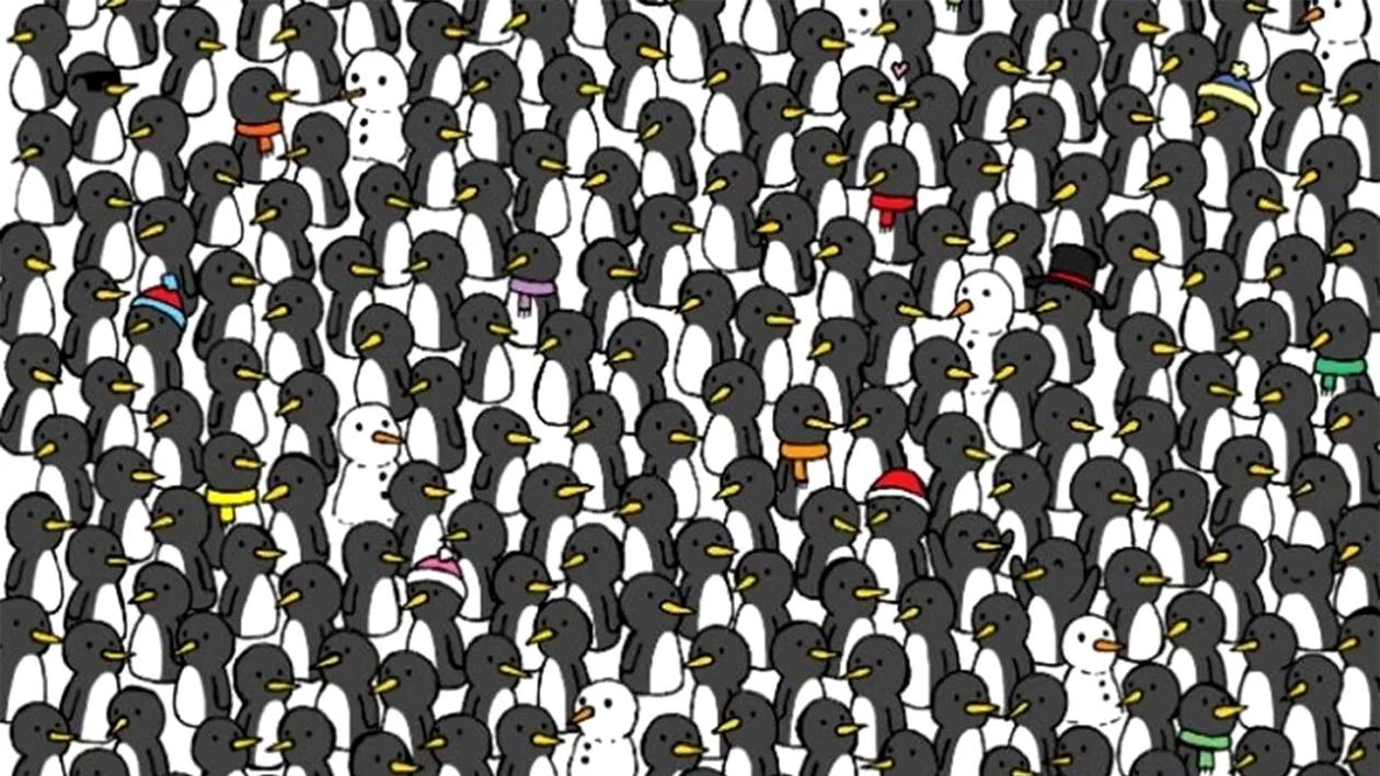 Test de perspicacitate | Doar 1 dintre 500 de oameni poate identifica 3 pisici printre pinguinii din imagine
