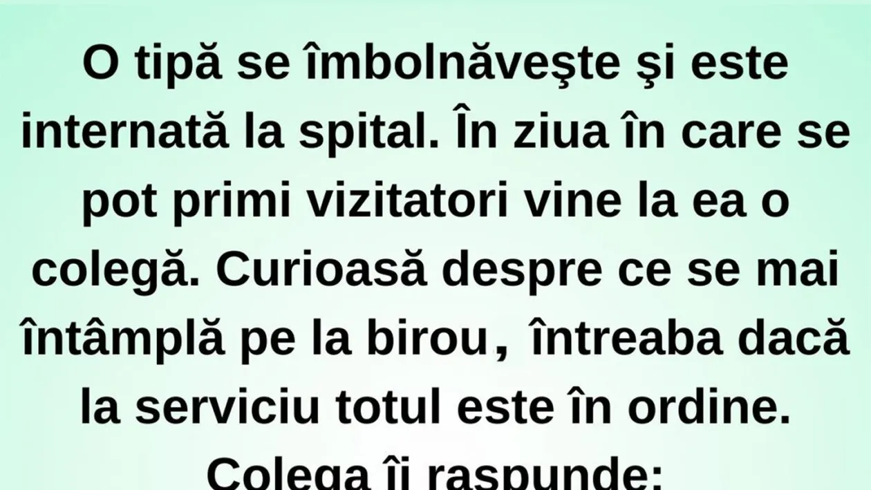 BANC | O tipă se îmbolnăvește și este internată la spital